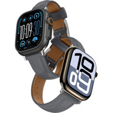 Amazingthing Class Band Leather Strap for Apple Watch 45 | 46 | 49 mm - Gray