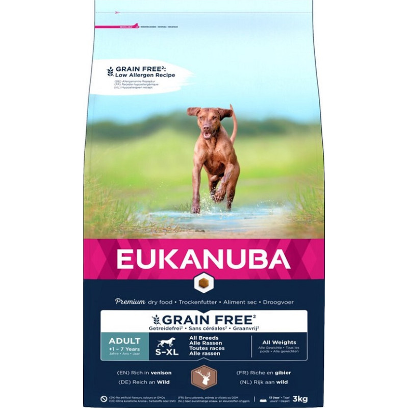 Eukanuba Sausa barība suņiem - Eukanuba Adult All Venison Grain Free, 3 kg