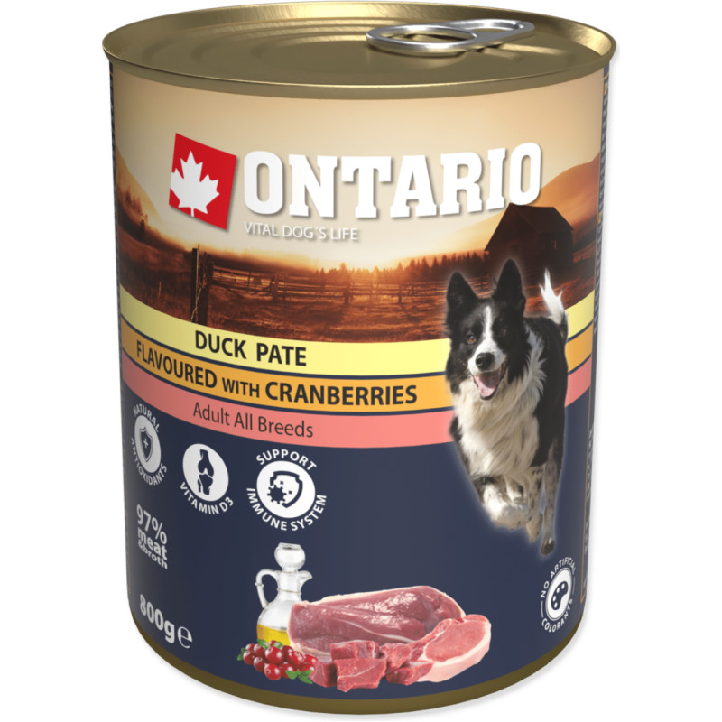 Ontario Konservi suņiem : Ontario Dog Duck Pate with Cranberries 800g