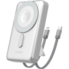 Dudao K29 10000mAh PD 20W MagSafe Powerbank with Metal Case, Stand and Built-in USB-C| Lightning Cables - Silver