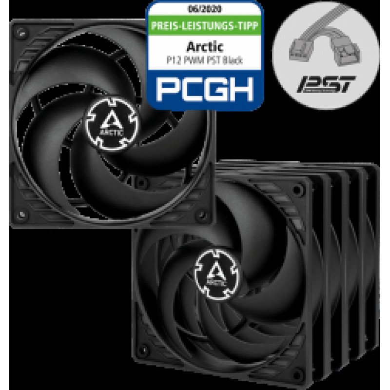 Dzesētājs Arctic P12 PWM PST Black 5 pack