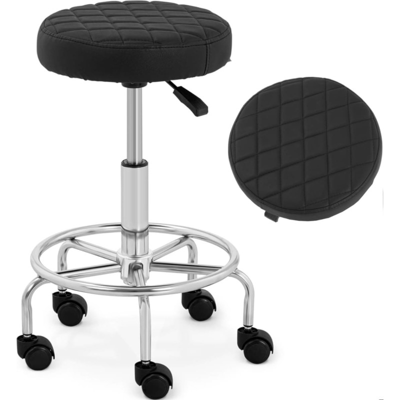 Physa Kosmētiskais krēsls ar kāju balstu uz riteņiem, &Scaron;tutgarte, līdz 150 kg, melns