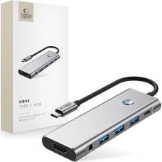 Tech-Protect 9in1 centrmezgla adapteris USB-C USB-A HDMI SD TF PD 100W mini ligzda 3.5 4K 60Hz - pelēks