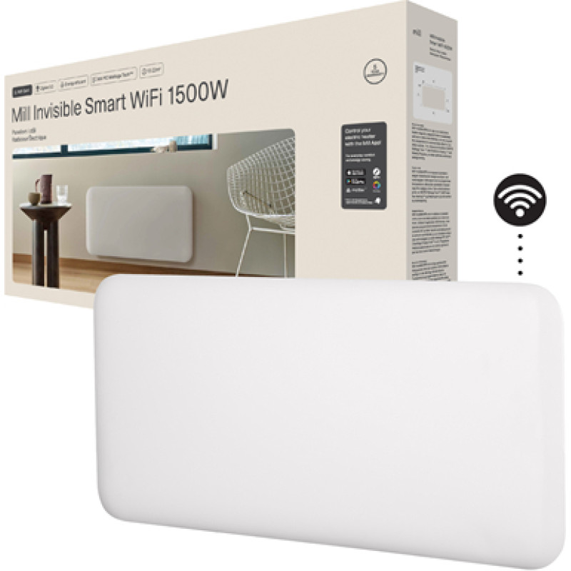 Mill Invisible Smart WiFi Heater  PA1500WIFI4  Panel Heater  1500 W  Suitable for rooms up to 18-22 m  White  IPX4