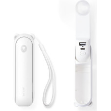 Jisulife Mini portatīvais ventilators ar lādētāja funkciju un lukturīti USB-A USB-C 2000mAh - balts