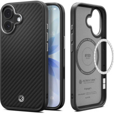 Spigen iPhone 17 MagSafe vāciņš — melns un sudrabkrāsas