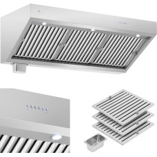 Royal Catering Gastronomiskais tvaika nosūcējs ar motoru un apgaismojumu STEEL 160 cm 1500 m3/h 250 W