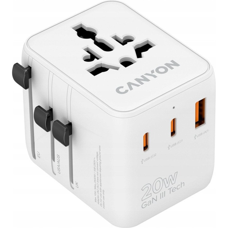 Canyon Travel Adapter OnTour 20 EU|UK|US|AUS 20W  White 5291485019327