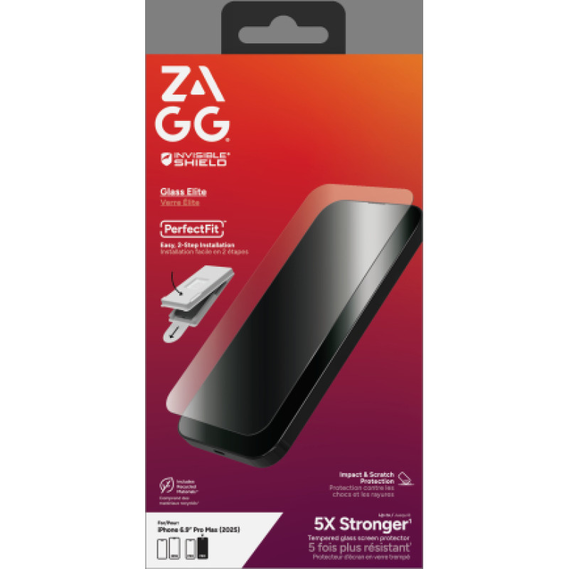 Zagg Invisibleshield Glass Elite Tempered Glass for iPhone 17 Pro Max