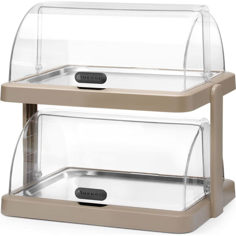 Hendi Duo UNIQ dubultā bufetes tipa dzesē&scaron;anas vitrīna ar rullējamu vāku - bē&scaron;a