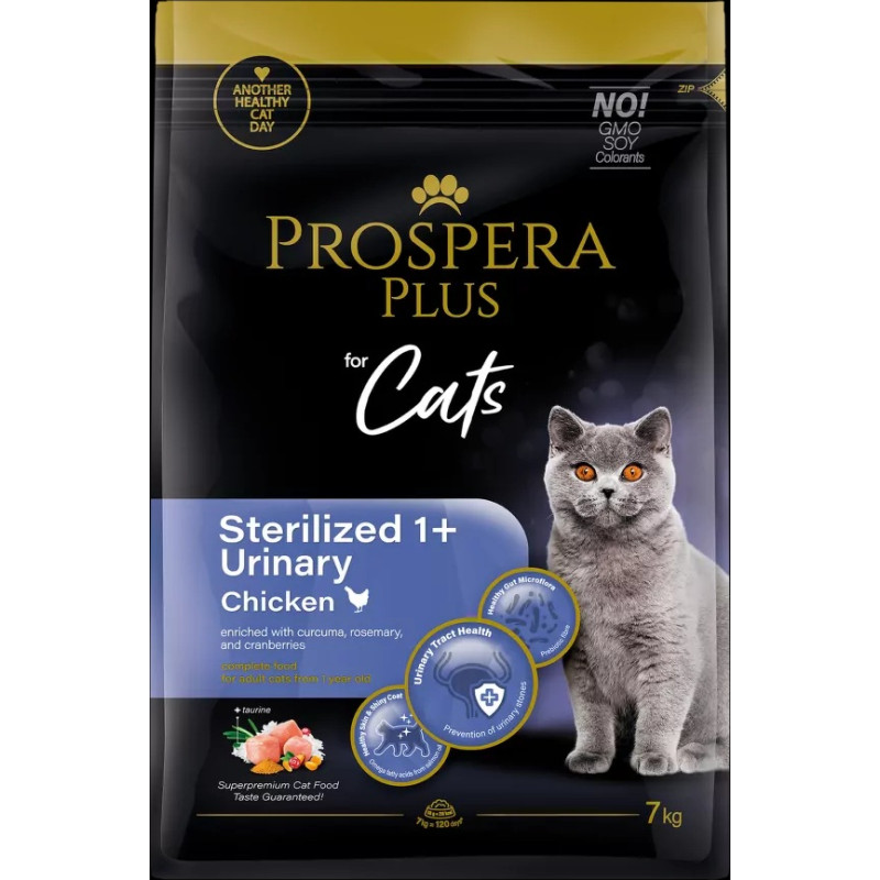 Prospera Plus Barība kaķiem – Prospera Plus Sterilized 1+ Chicken Urinary, 7 kg