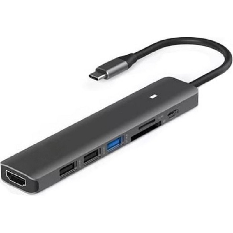 Extradigital Adapteris USB C tipa - HDMI, 3x USB A tipa, SD, TF, USB C tipa PD100W