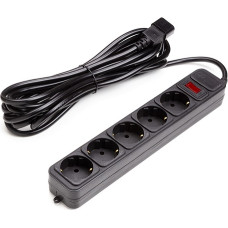 EXD UPS pagarinātājs 5 m, 5 rozetes, ar slēdzi, melns