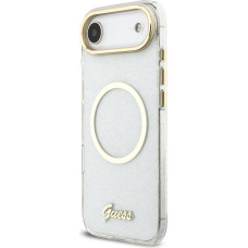 Guess IML Glitter Script Strap MagSafe Case for iPhone Air Transparent