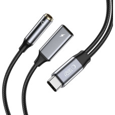 Tech-Protect USB-C - USB-C / mini ligzda 3,5 mm kabelis - melns