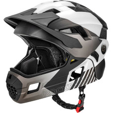 Rockbros Bērnu velosipēda ķivere ar noņemamu zodu, S izmērs 48-54 cm - pelēka