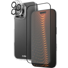 SBS 3-in-1 iPhone 16 Pro Max aizsargvāciņ&scaron; ar D3O ekrāna aizsargu un kameras stiklu - caurspīdīgs