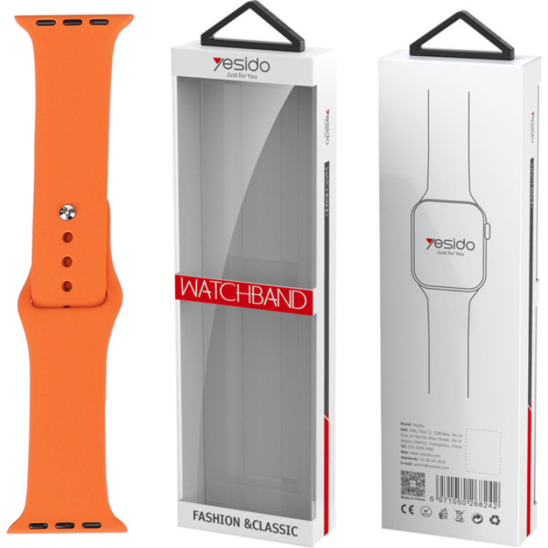 Yesido WB44 SILICONE STRAP FOR iWATCH S 42|44|45 (97+118) #10 ORANGE