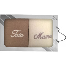 Dvieļu komplekts kastītē 2gb 70x140 Mama Dad bēšs krēms
