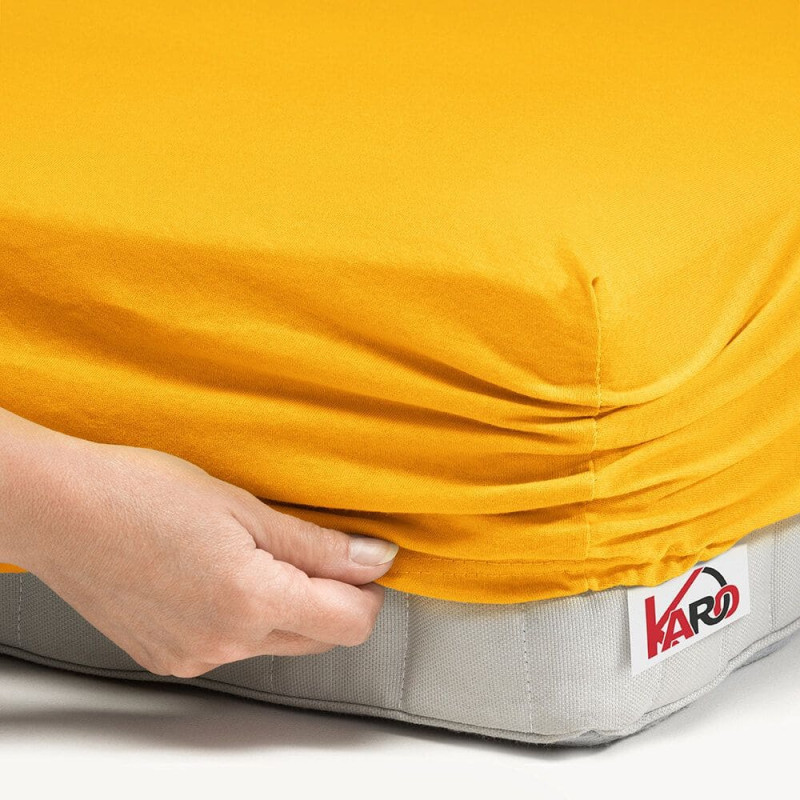 Džersijai pieguļošs palags 90x200 sinepju saulains 005 biezs 150g/m2