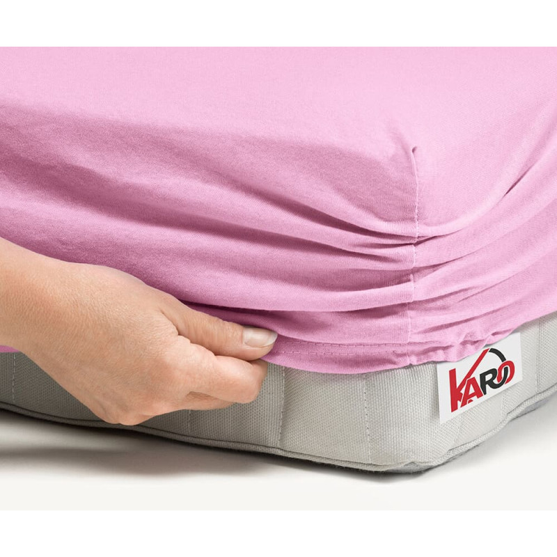 Džersijai pieguļošs palags 90x200 gaiši rozā 018 biezs 150g/m2