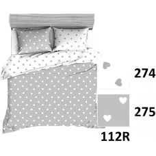 Kokvilnas gultas veļa 140x200 R112 balti pelēkas sirsniņas sirsniņas 275D 274D