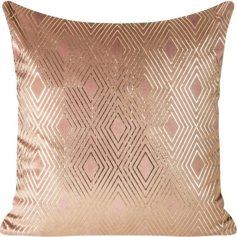 Dekoratīvā spilvendrāna 45x45 Marcela pulverveida rozā zelta velūrs