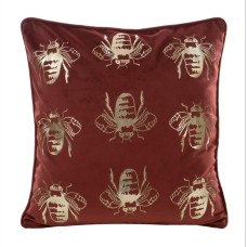 Dekoratīvā spilvendrāna 45x45 Blink 15K ķieģeļu sarkanā zelta velūra bites Eurfirany