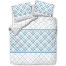 Kokvilnas gultas veļa 220x200 balti tirkīza rūtaini dimanti 71466/1 Cottonlove 3