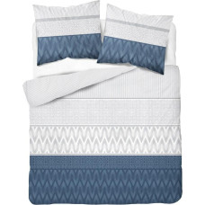 Kokvilnas gultas veļa 220x200 pelēka tumši zila ģeometrija 3656 B Cotton 5