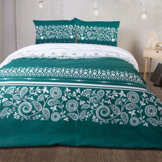 Flaneļa pakaiši 180x200 Ziedi tirkīza zaļi balti 31497/2 Flanel 3