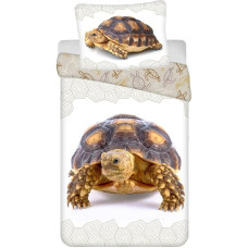 Kokvilnas gultas veļa 140x200 Turtle Turtle balta bēša spilvendrāna 70x90