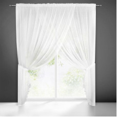 Aizkars 400x250 Pola white voile asimetrisks šarms gatavs uz lentes