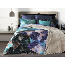 Satīna gultas veļa 220x200 Geometry piparmētru violeta Lusso D23 spilvendrānas 2x70/80 2x50/60 pieguļošs palags 220x240