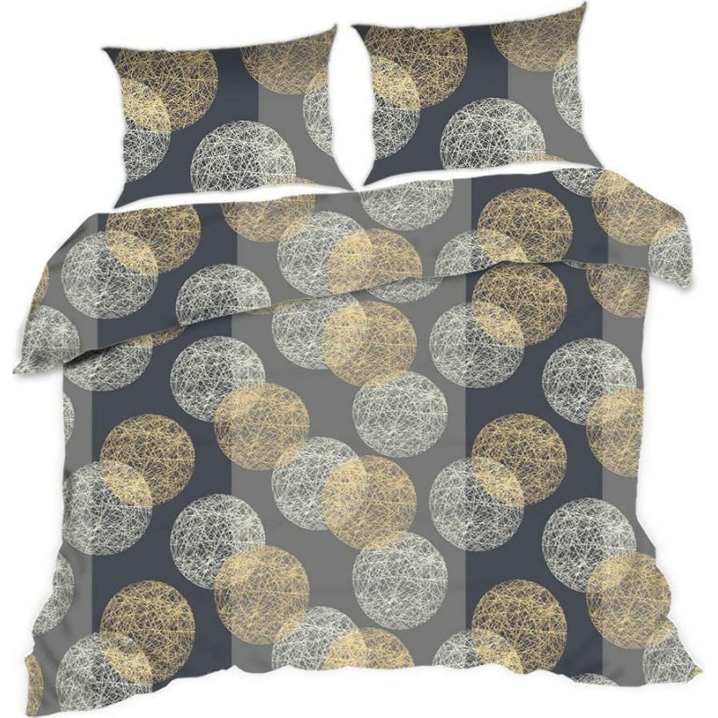 Kokvilnas gultasveļa 160x200 bumbiņu pelēka brūna 1500N Classic