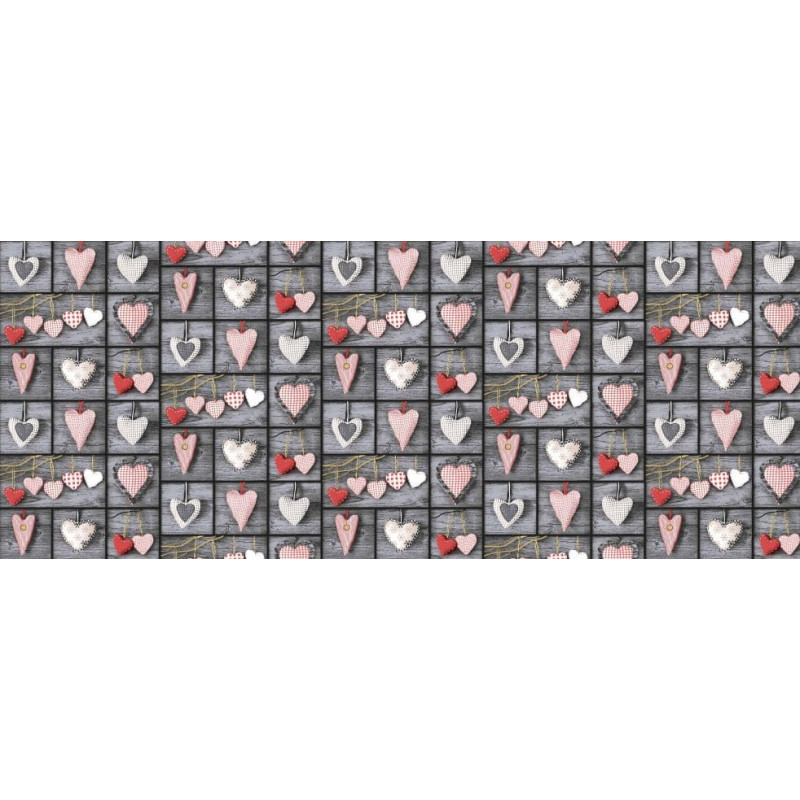 Kokvilnas segas pārvalks 200x220 617E Sirdis Pelēks rozā