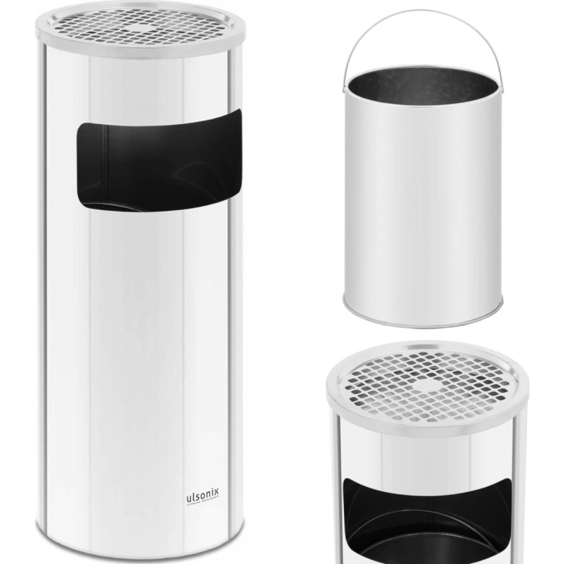 Ulsonix Pilsētas āra atkritumu tvertne ar pelnu trauku diam. 250 x 605 mm TĒRAUDA sudrabs