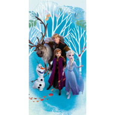 Pludmales dvielis 70x140 Frozen 2924 Frozen Anna Elsa Kristoff Sven and Olaf forest blue