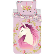 Kokvilnas gultas veļa 140x200 Unicorn Unicorn zirgu ponijs rozā spilvendrāna 70x90 23. augusts