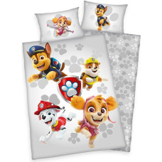 Kokvilnas pakaiši 100x135 Paw Patrol suņi pelēki krāsaini gultai 2023