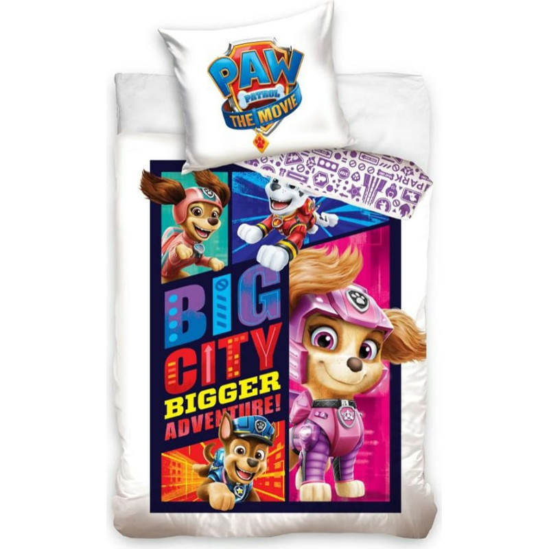 Kokvilnas gultasveļa 140x200 Paw Patrol suns krāsaina spilvendrāna 70x90 22 C23