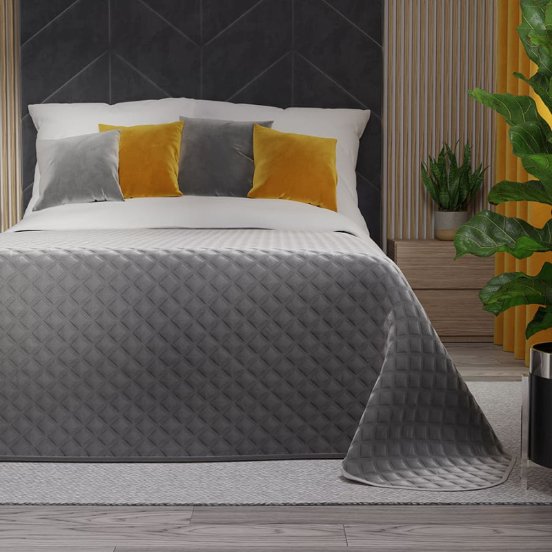 VELVI Dekoratīvais gultas pārklājs, izmērs 170x210cm, krāsa 022 auksti pelēka VELVI0/NAP/022/170210/1