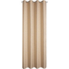 Aizkars 140x250 Evi bēšs zelts ar spīdīgu ģeometrisku apdruku, gatavs ar cilpām