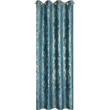 Aizkars 140x250 Melody tirkīza tumšs samts ar metālisku apdruku, gatavs ar cilpām