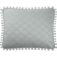 Spilvendrāna ar pomponiem 50x70 Pompoo pelēks rombs šarms dekoratīvs gultas pārklājam