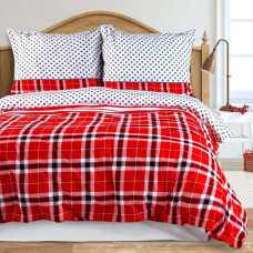 Flaneļa gultas veļa 160x200 sarkans čeks 31499/2 Flanel 3