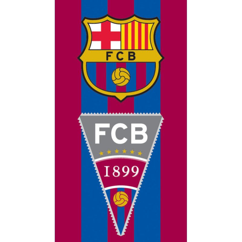 Kokvilnas dvielis 40x60 Barcelona Logo FCB 1899 tumši zilas bordo svītras 9284