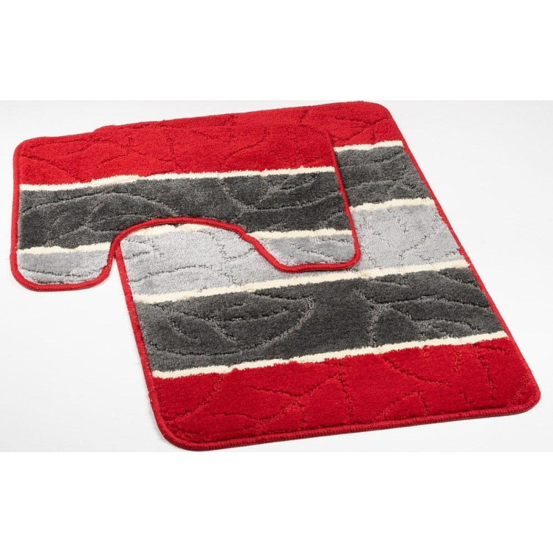 Magnum vannas istabas paklājs, komplektā 2 gab. Bordo pelēkas lapas