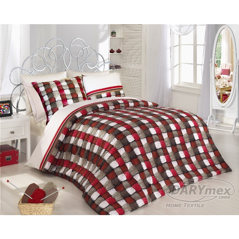 Satīna gultas veļa izmērs 160x200 Tina Red Luxury Exclusive