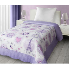 Bērnu gultas pārklājs 170x210 Glamour Hearts krēmīgi violets